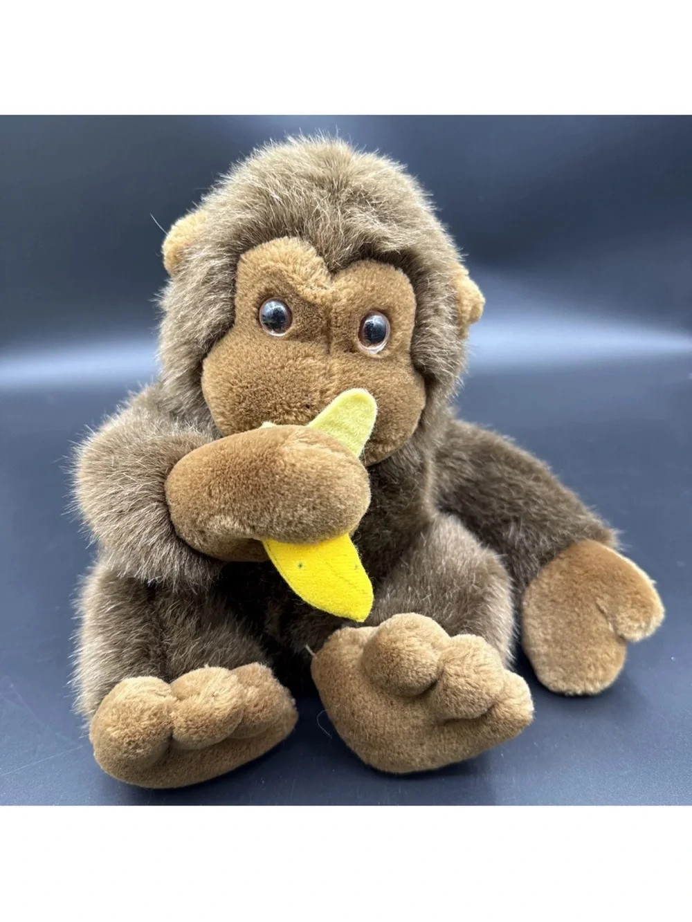 Dakin Plush Brown Monkey Toy with Banana - Soft Cuddly Stuffed Animal
